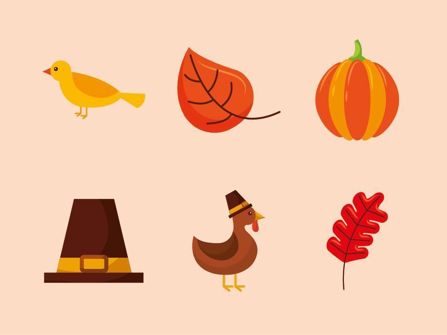 Happy thanksgiving day icon set vector design