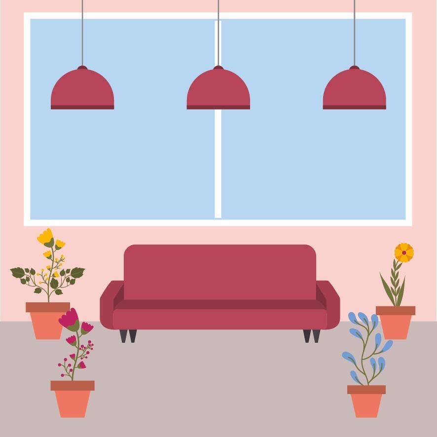 Isolated houseplants inside pots vector design