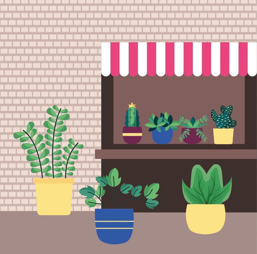 Isolated houseplants inside pots vector design