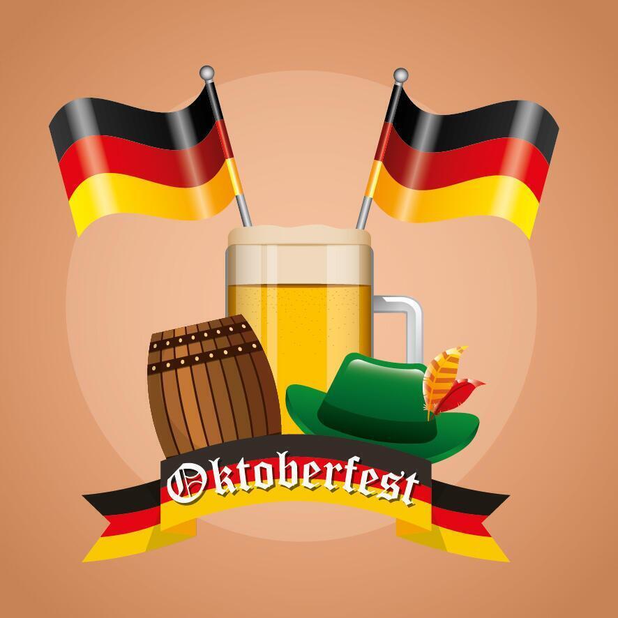 Oktoberfest celebration illustration, beer festival design vector