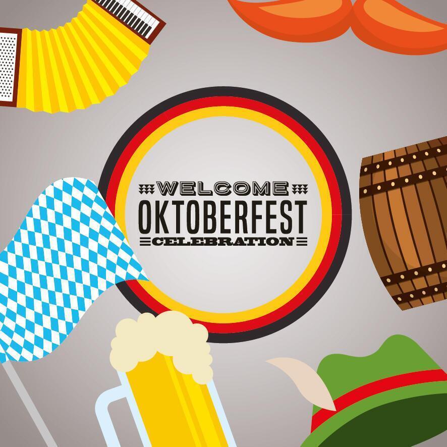 Oktoberfest celebration illustration, beer festival design vector