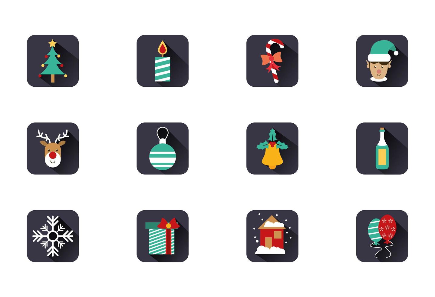 paquete de iconos de feliz navidad feliz vector