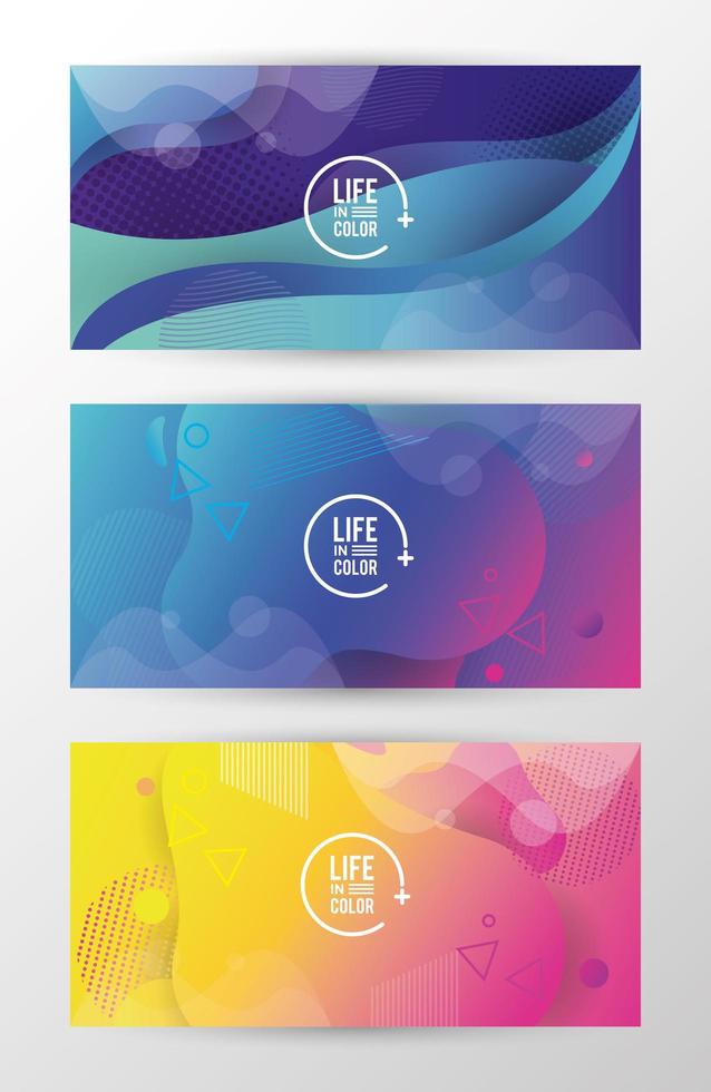 bundle of waves colors with arrow lettering background vector