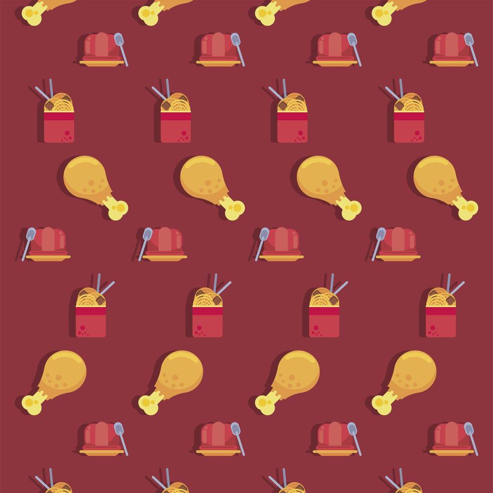 pattern of street fast food set icons vector