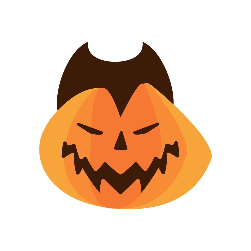 halloween pumpkin with dracula face flat style icon vector