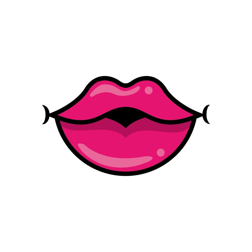 Pop art mouth closed fill style icon vector