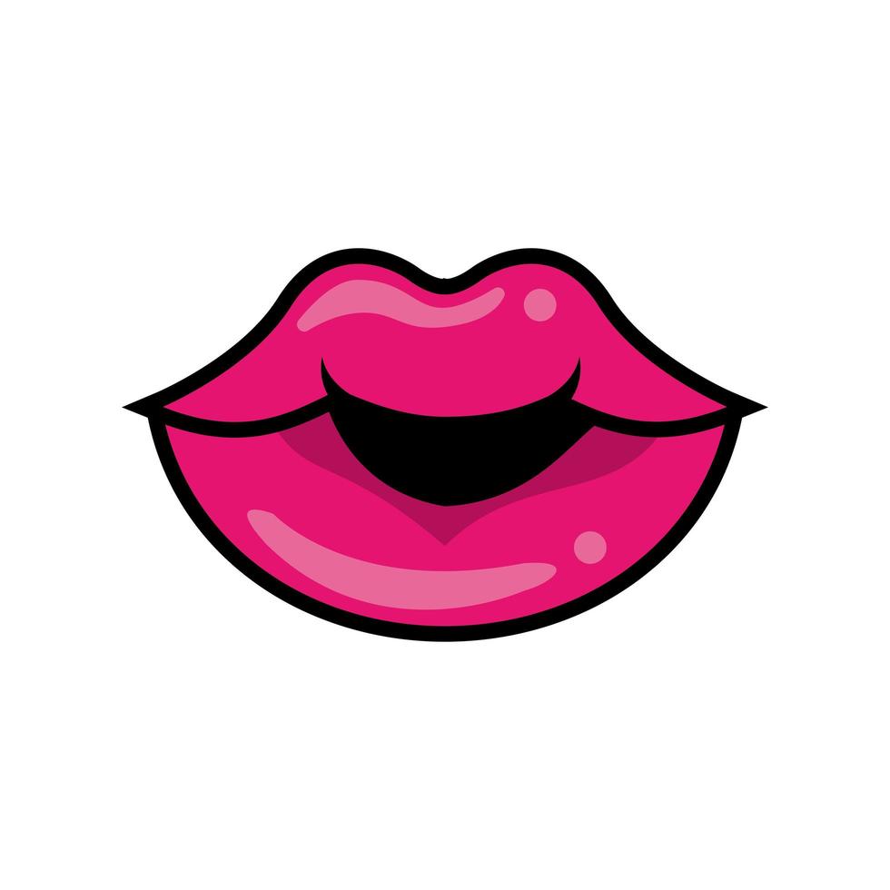 Pop art mouth closed kissing fill style icon vector