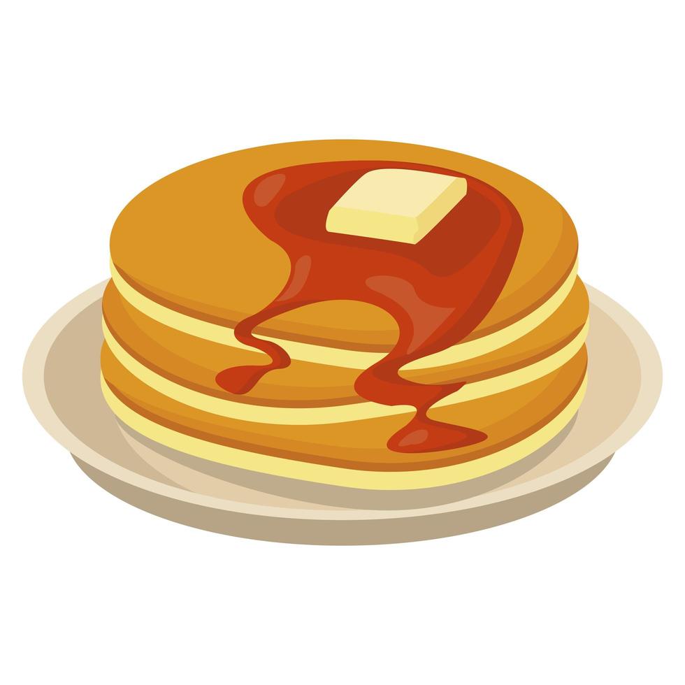 panqueques con miel en el icono de plato vector