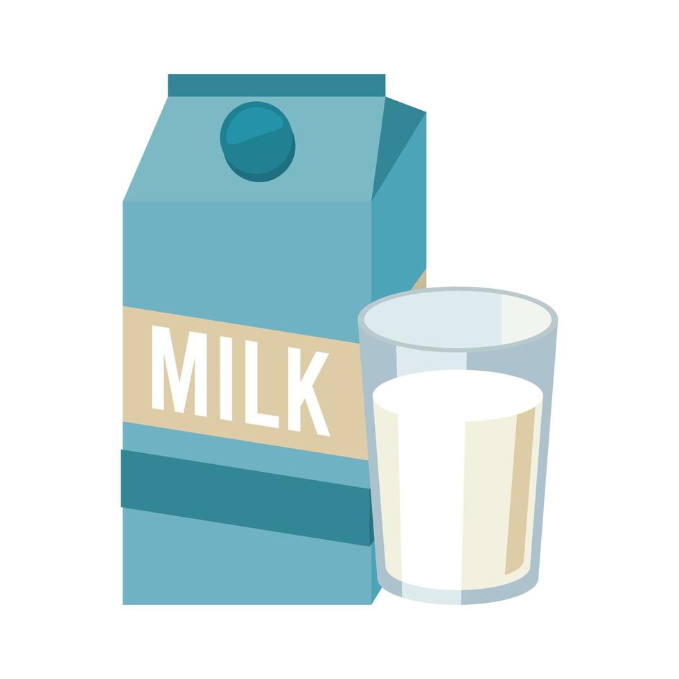 milk box and glass beverage icon vector