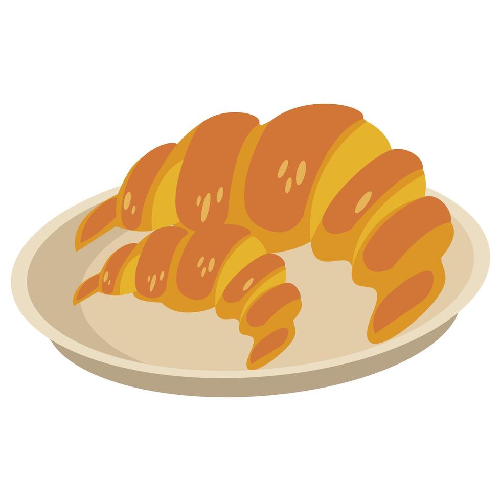 croissants breads food in dish icon vector