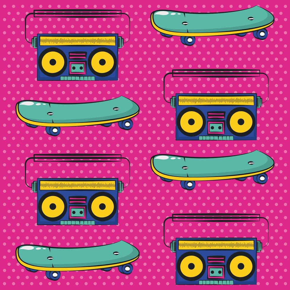 Pop art vibrant retro card mosaic background vector