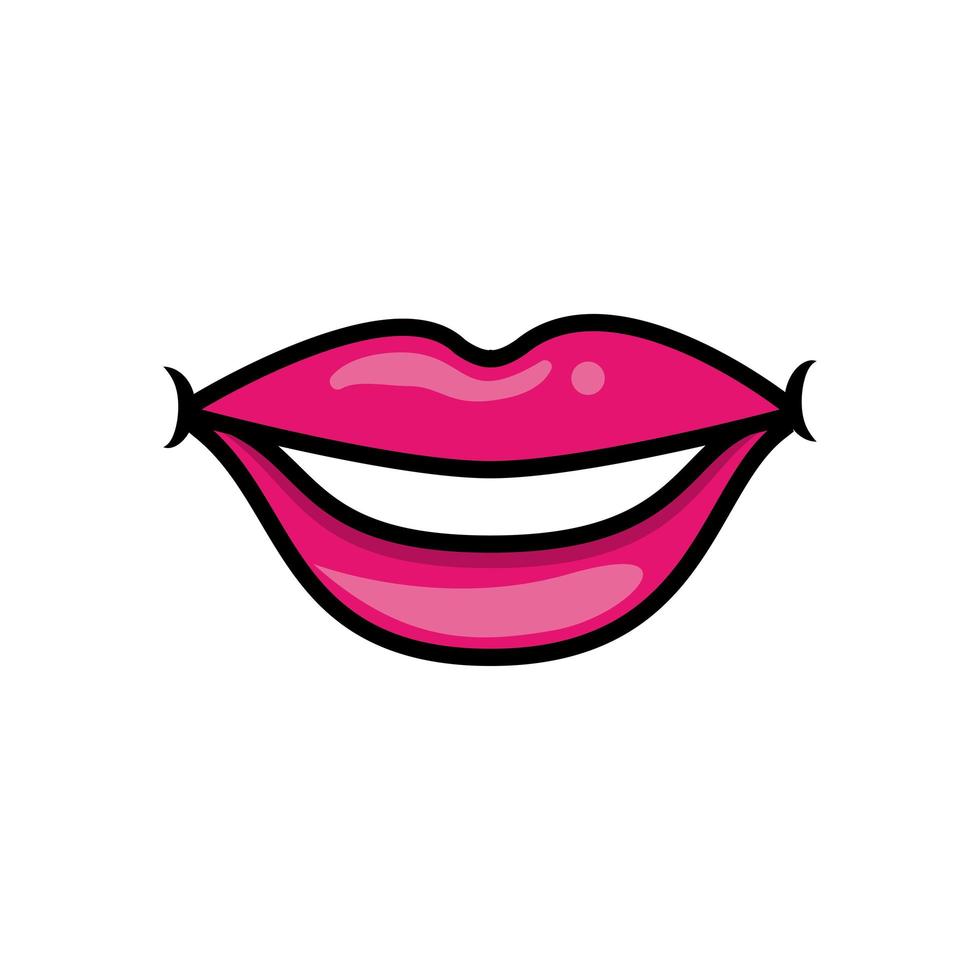 Pop art mouth smiling fill style icon vector