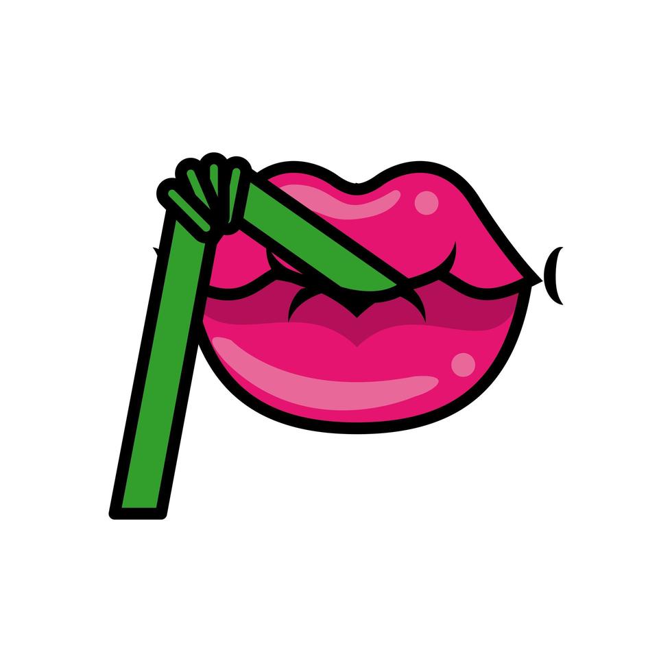 Pop art with straw fill style vector