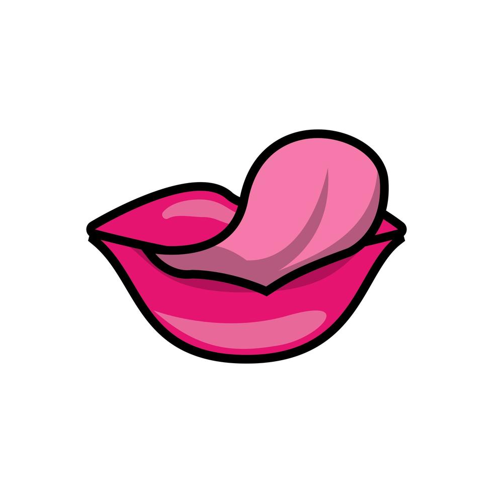 Pop art mouth licking sensually the lips fill style vector