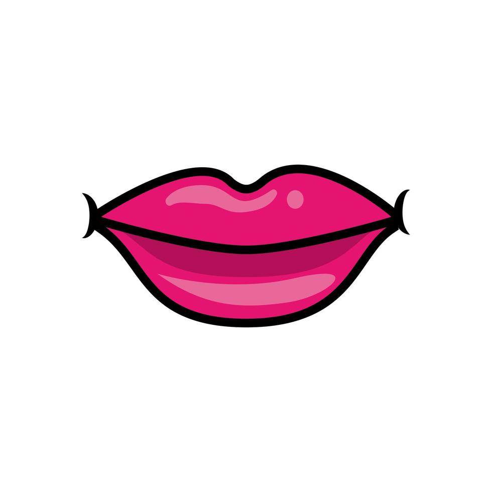 Pop art mouth closed fill style vector