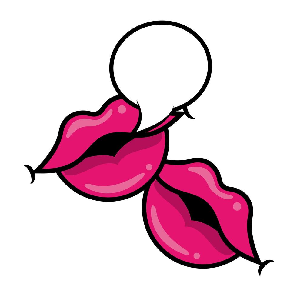 Pop art mouths with speech bubble fill style icon vector