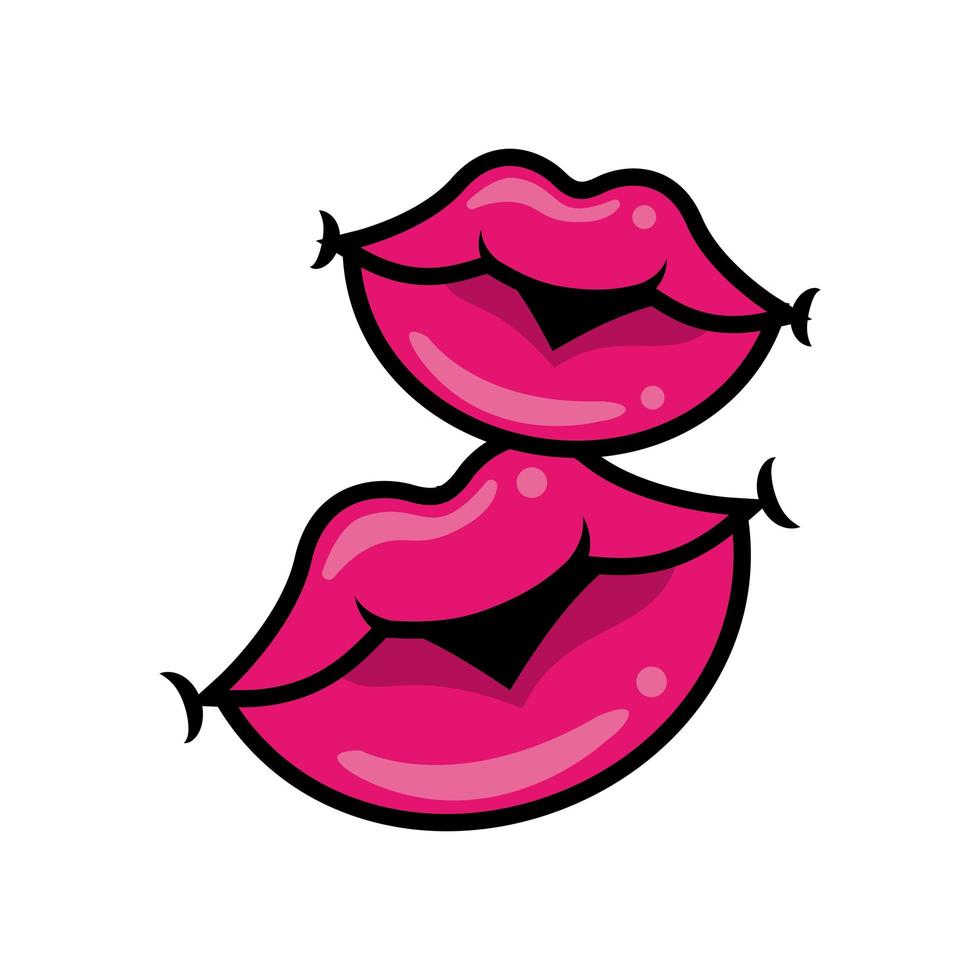 Pop art mouths closed fill style icons vector