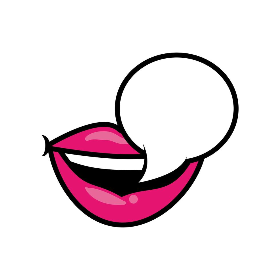 boca de arte pop con icono de estilo de relleno de burbujas de discurso vector
