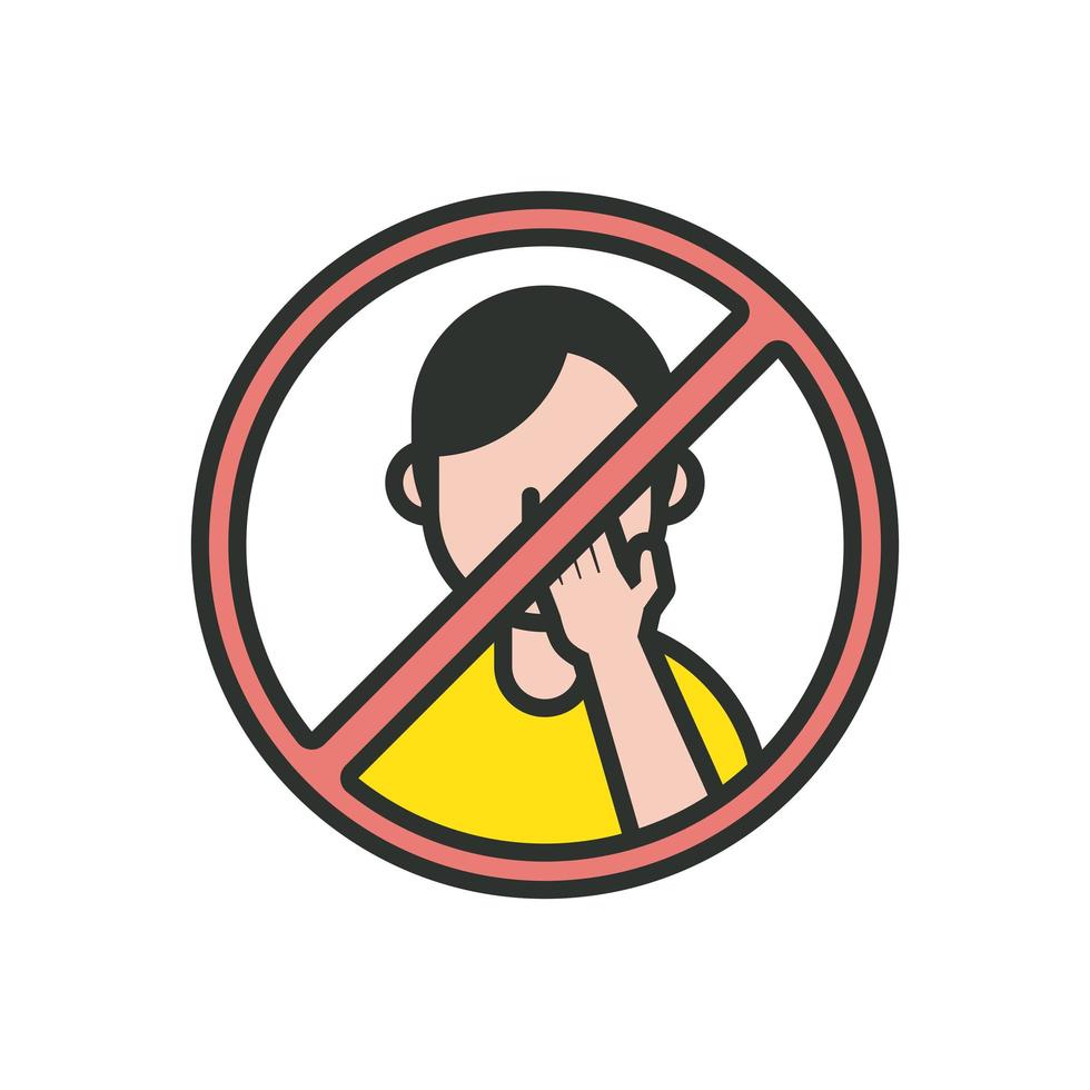dont touch face line and fill style icon vector