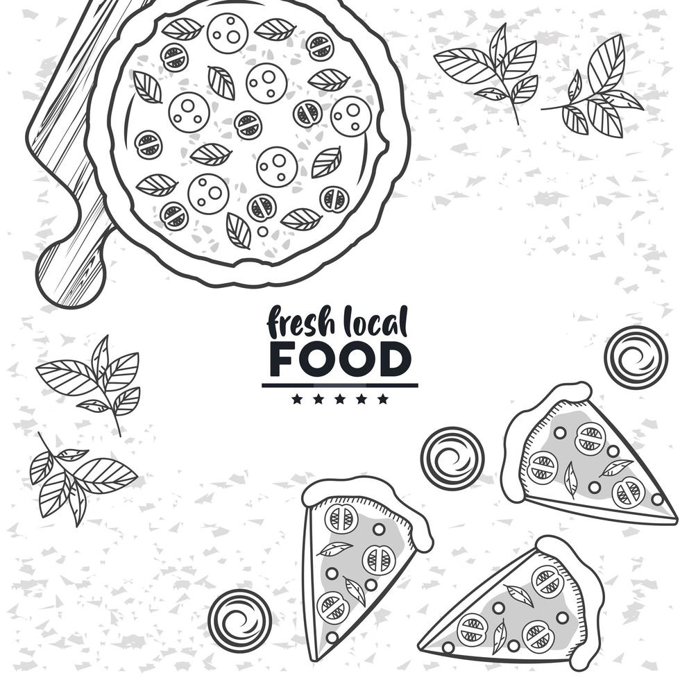 food local fresh drawing in white background vector