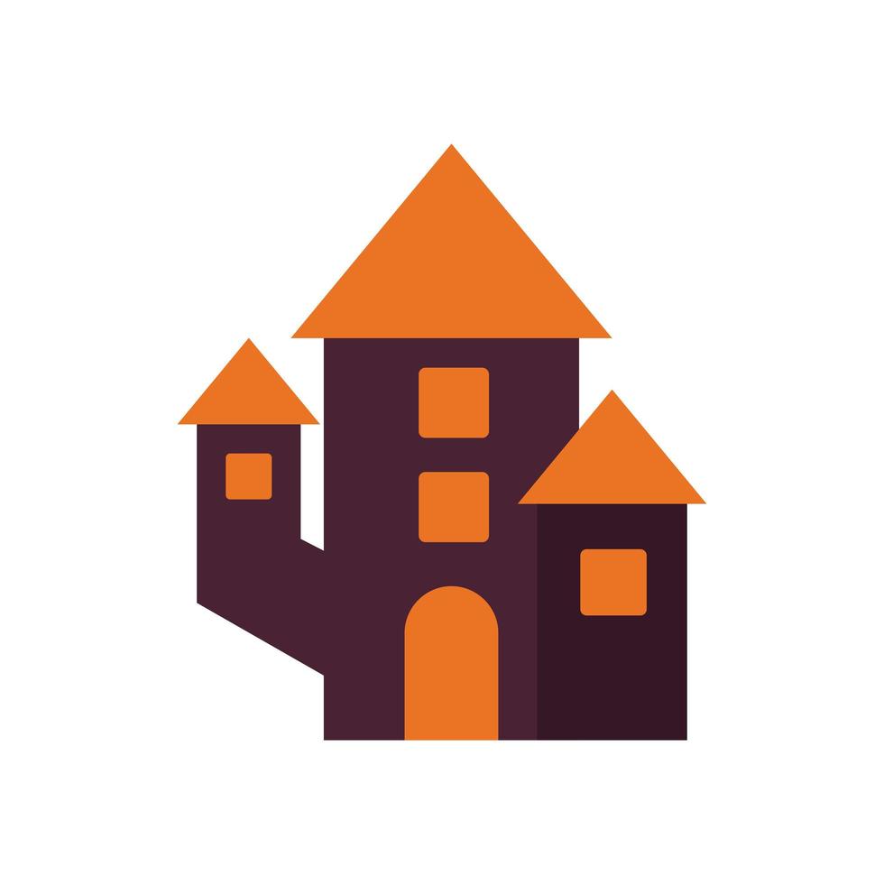 halloween dark castle flat style icon vector