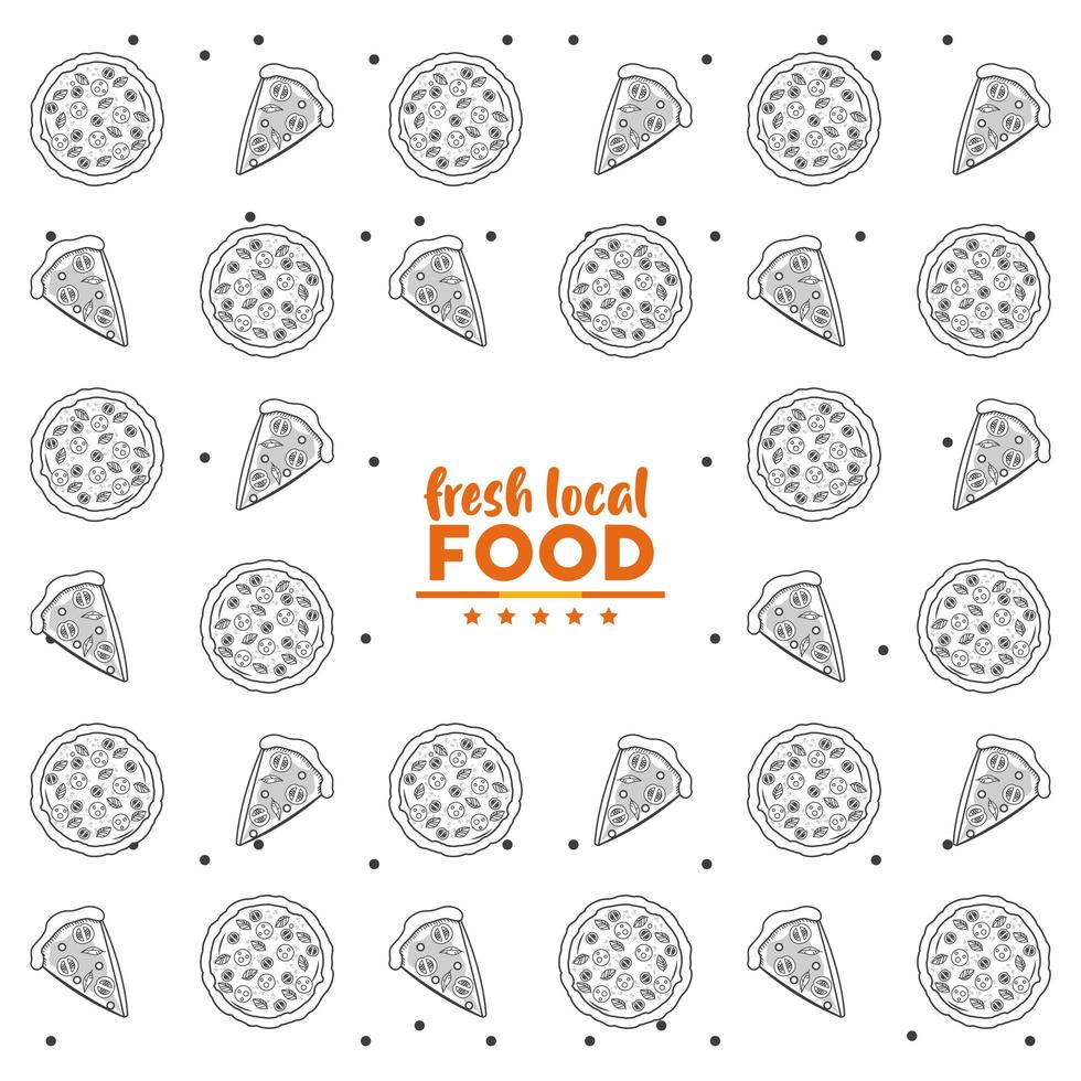 local fresh food pattern with lettering in white background vector