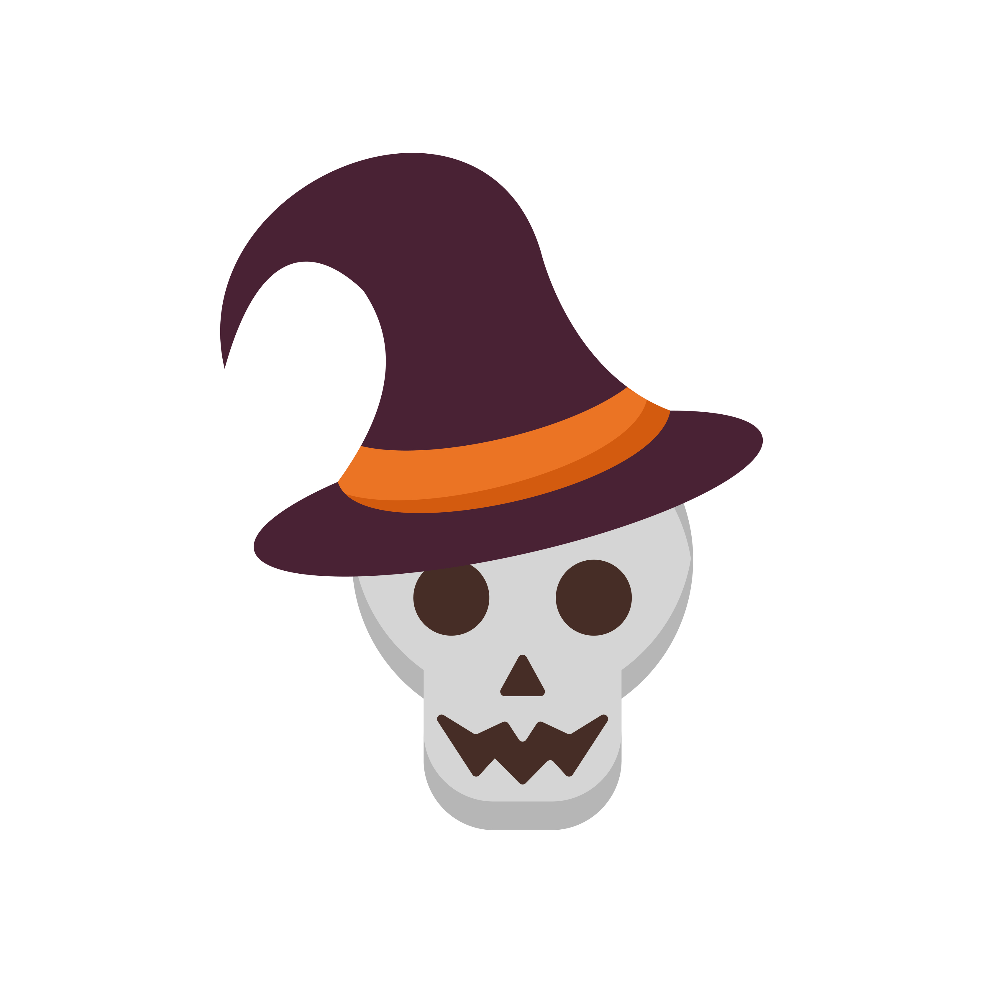 halloween head skull with witch hat flat style icon 4160555 Vector Art ...