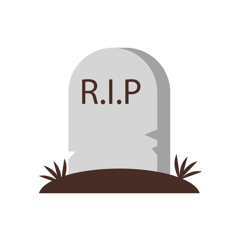 tumba del cementerio con el icono de estilo plano de palabra rip vector