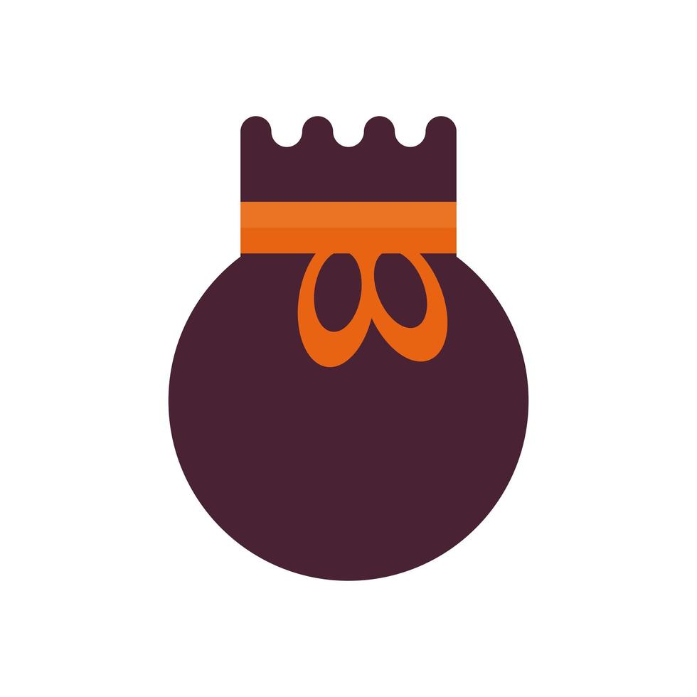 icono de estilo plano de bolsa de caramelos de halloween vector