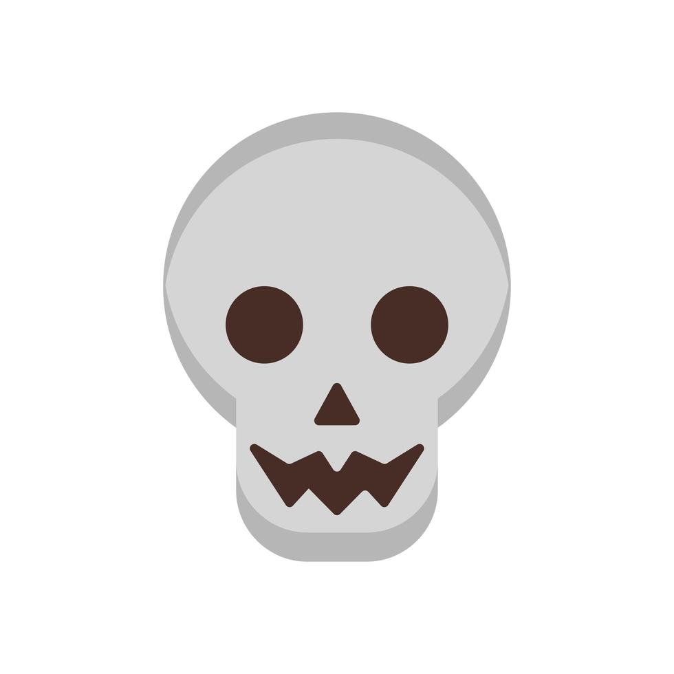 icono de estilo plano de cráneo de cabeza de halloween vector
