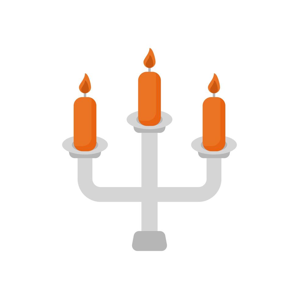 candelabro con velas icono de estilo plano vector