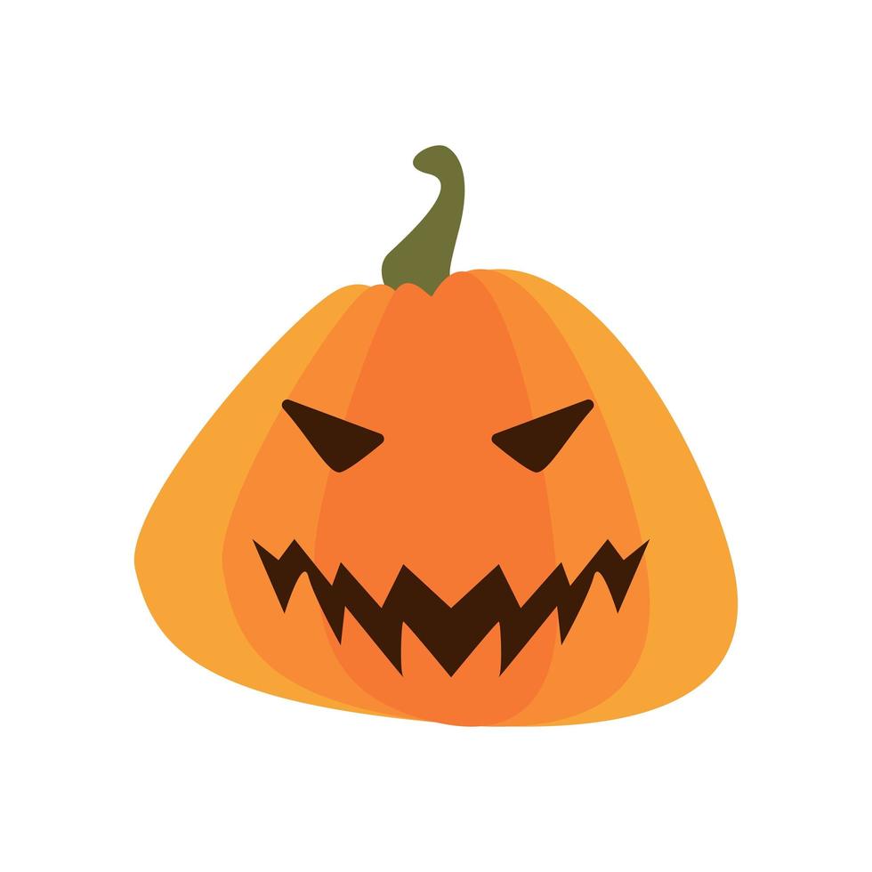 halloween pumpkin with face flat style icon vector