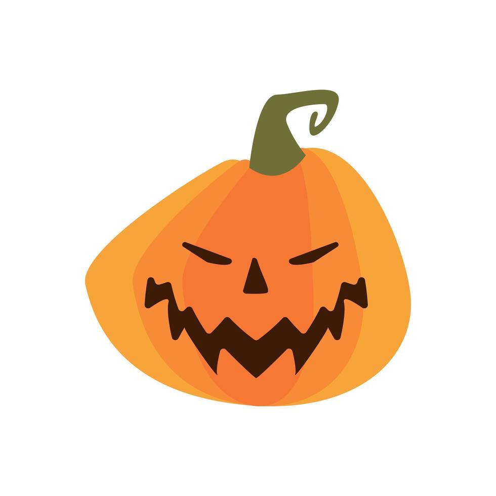 calabaza de halloween con icono de estilo plano de cara vector