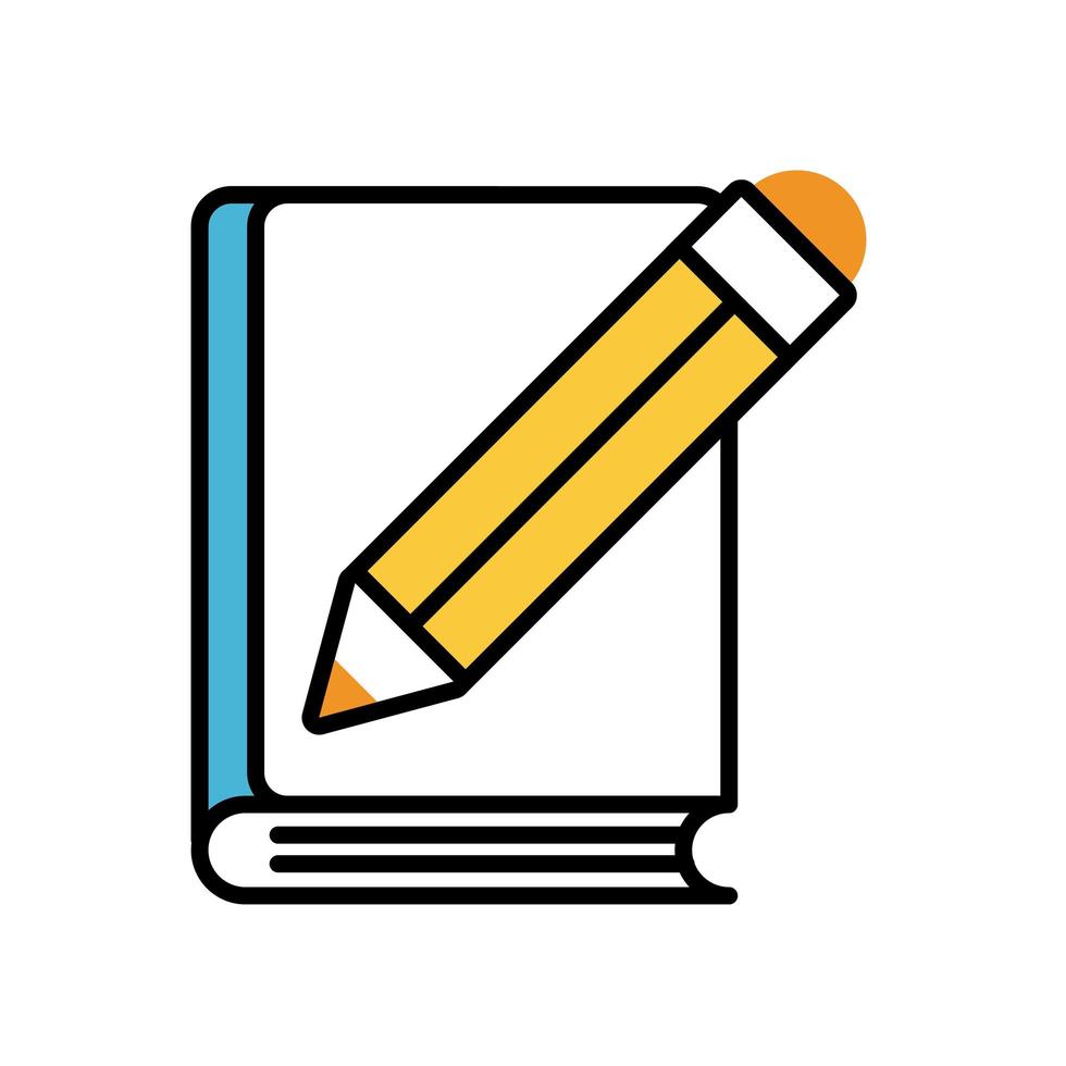 pencil graphite and book supply fill style icon vector