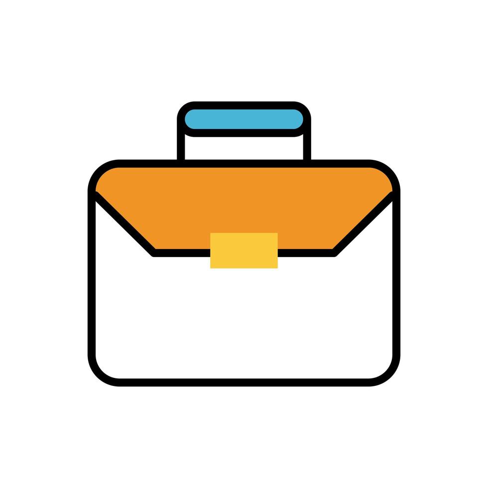 cartera, maletín, documentos, relleno, estilo, icono vector