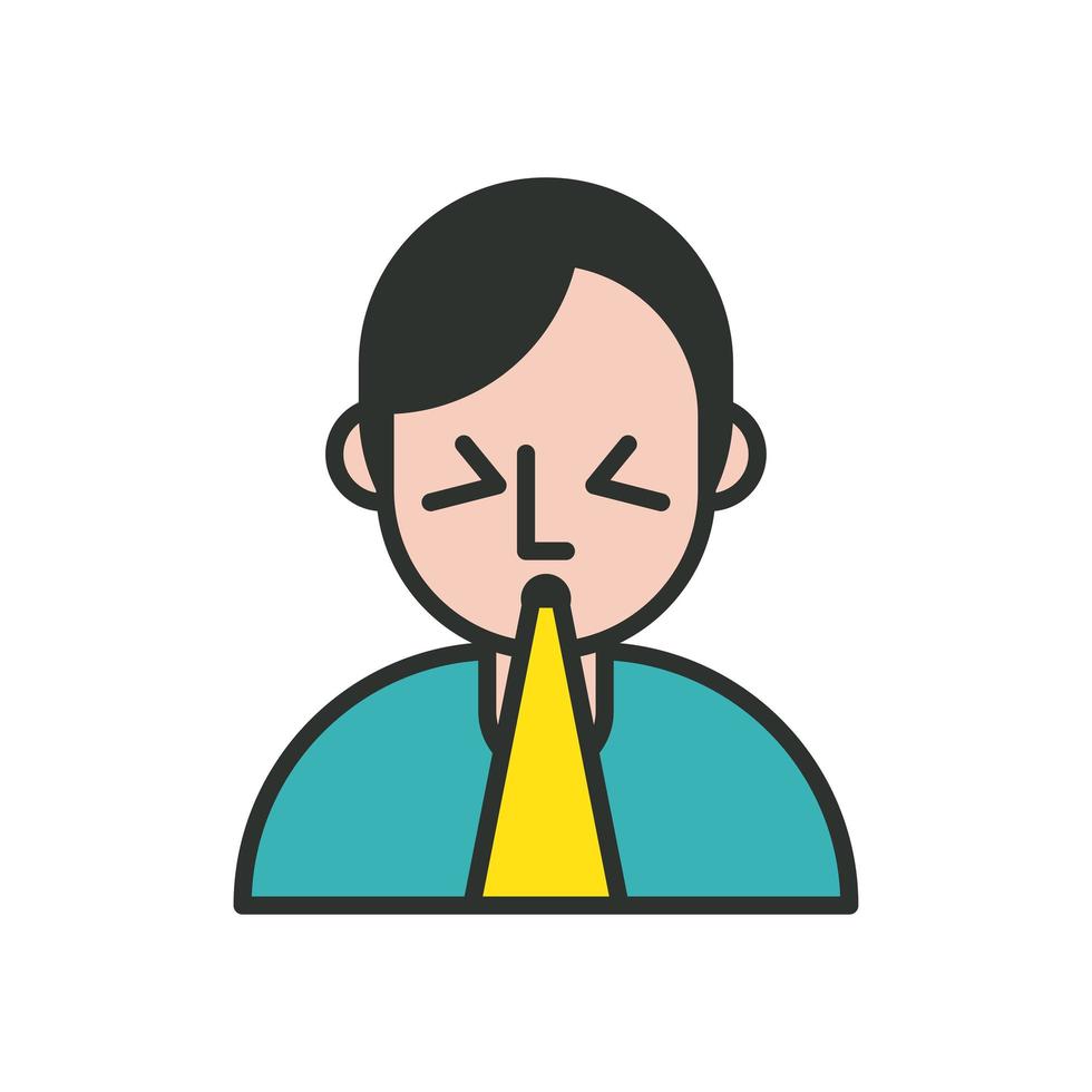 person with covid19 symptom line and fill style icon vector