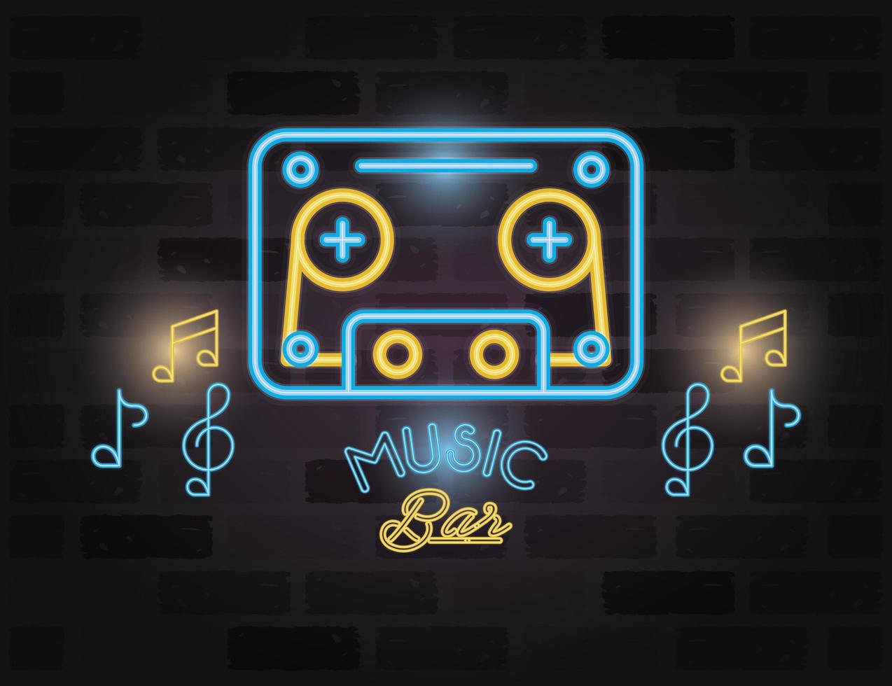 music bar label neon lights vector