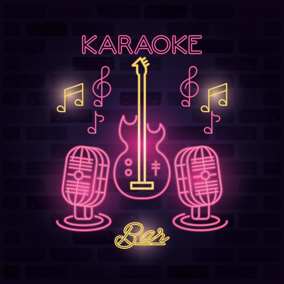 karaoke bar label neon lights 4160812 Vector Art at Vecteezy