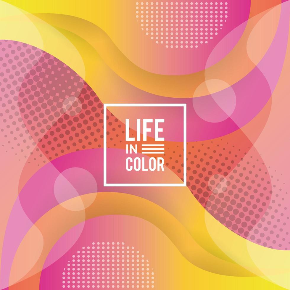 Colores de ondas amarillo y rosa con vida en color de fondo vector