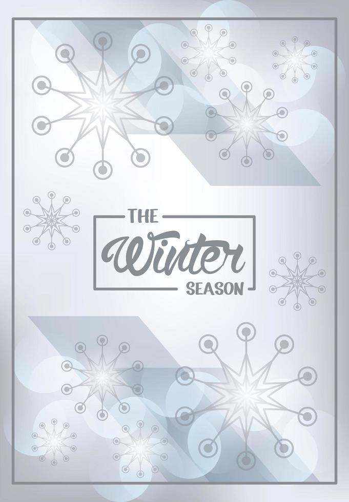 winter poster gray with snowflakes pattern vector