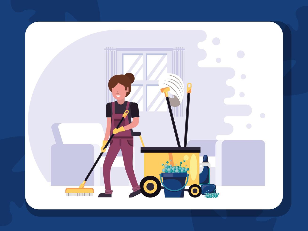 woman worker in housekepping with equipment vector