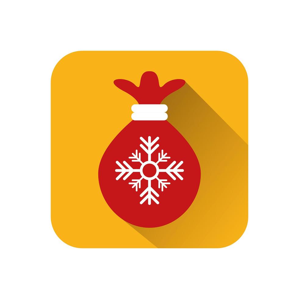 merry christmas santa claus bag with snowflake vector