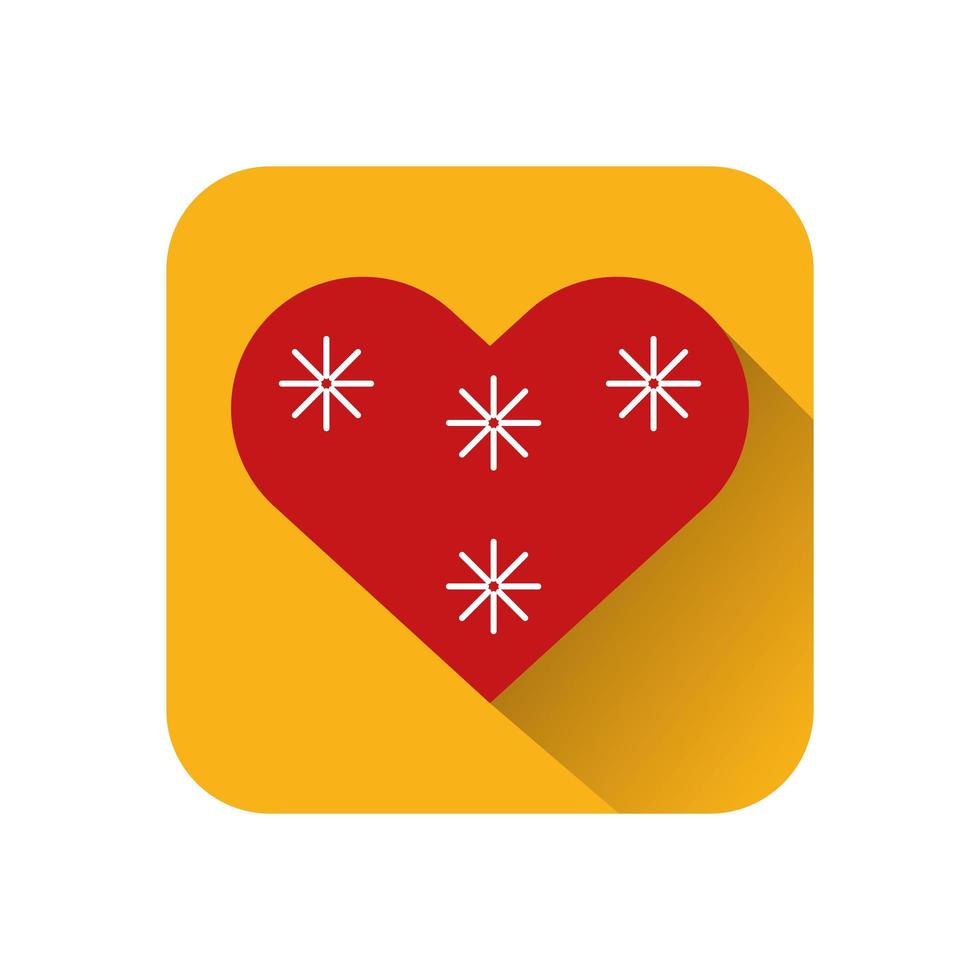 happy merry christmas heart with snowflakes icon vector