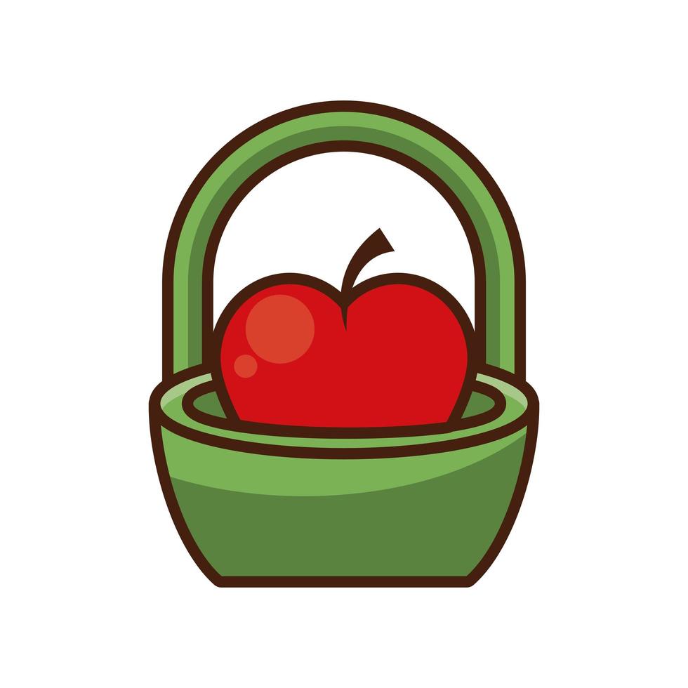 apple fresh fruit in basket vector