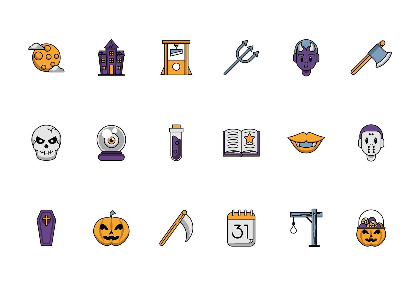 bundle of halloween set icons vector