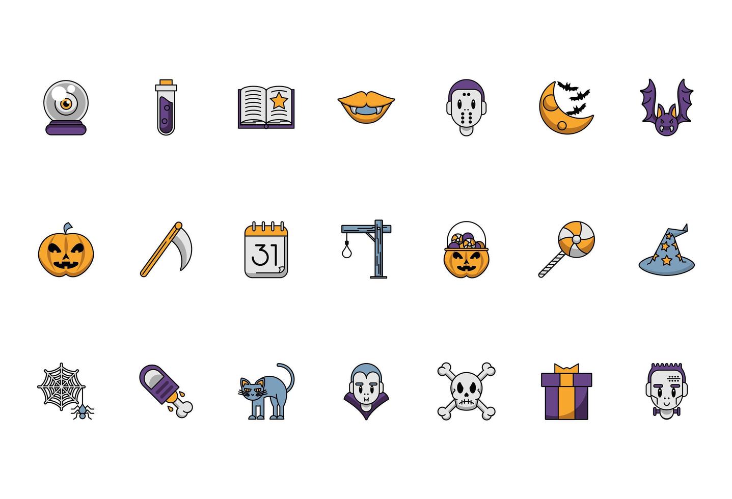 bundle of halloween set icons vector