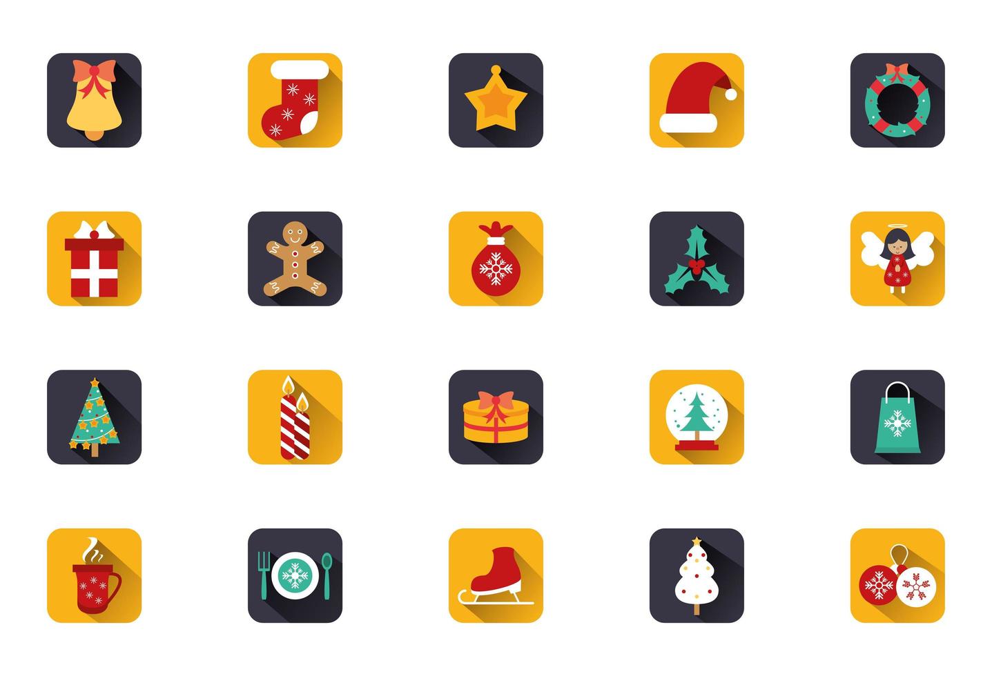 paquete de iconos de feliz navidad feliz vector