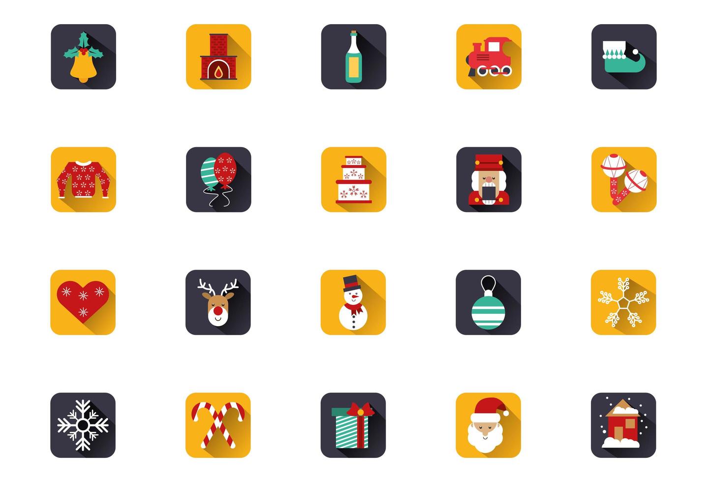 bundle of happy merry christmas icons vector