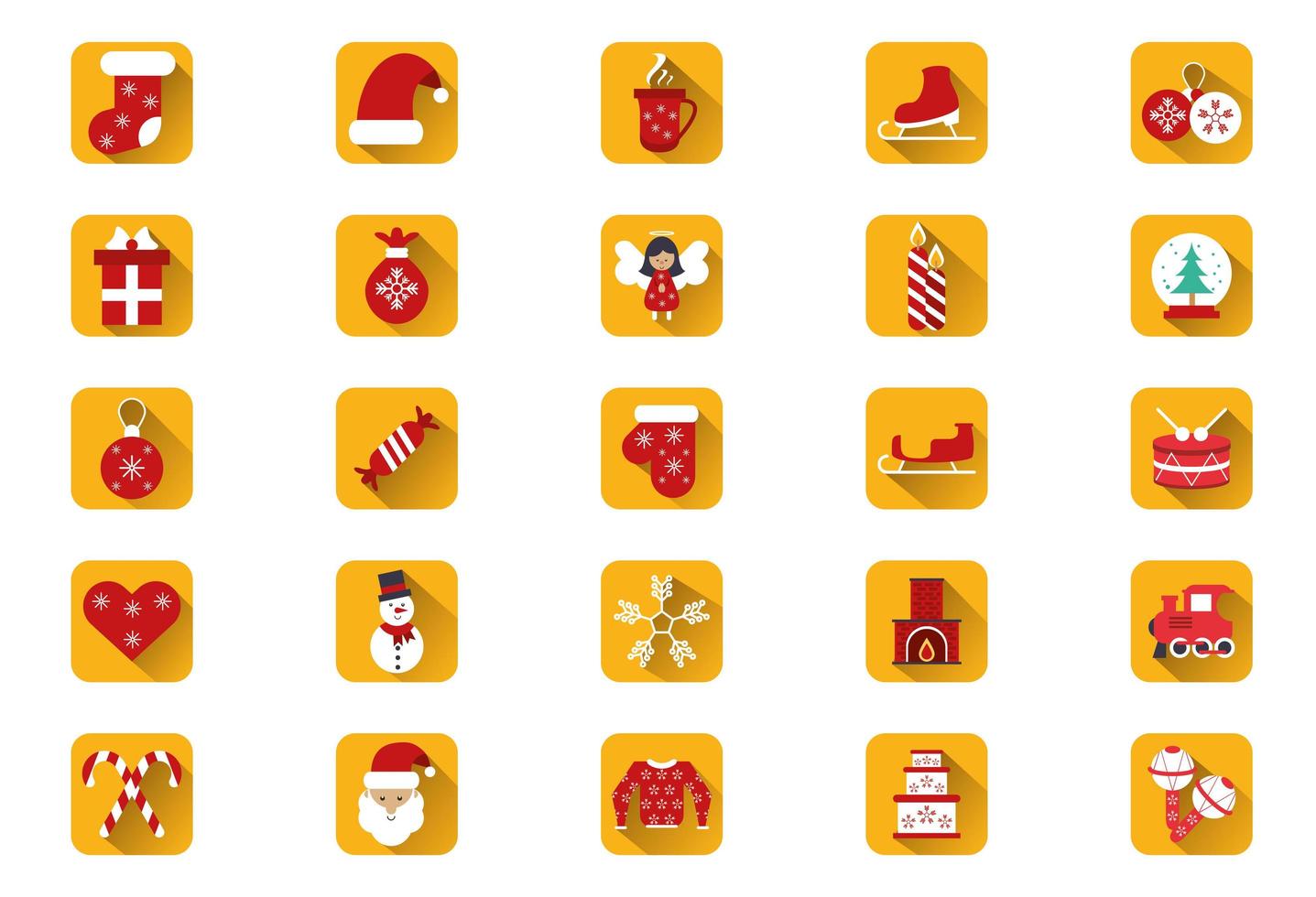 bundle of happy merry christmas icons vector