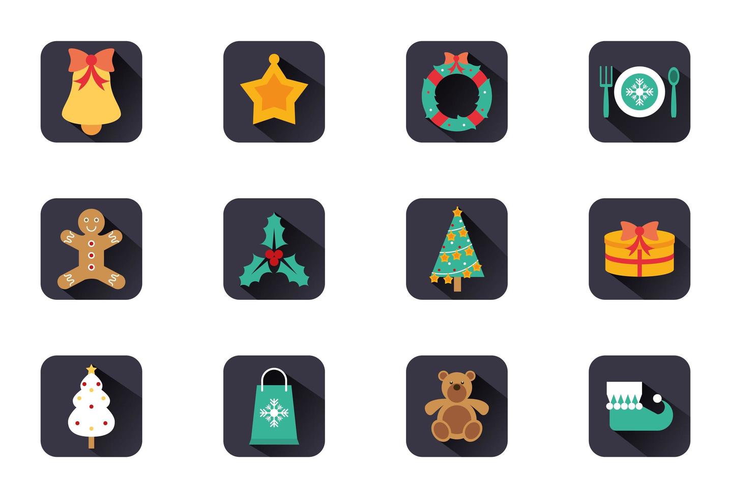 paquete de iconos de feliz navidad feliz vector